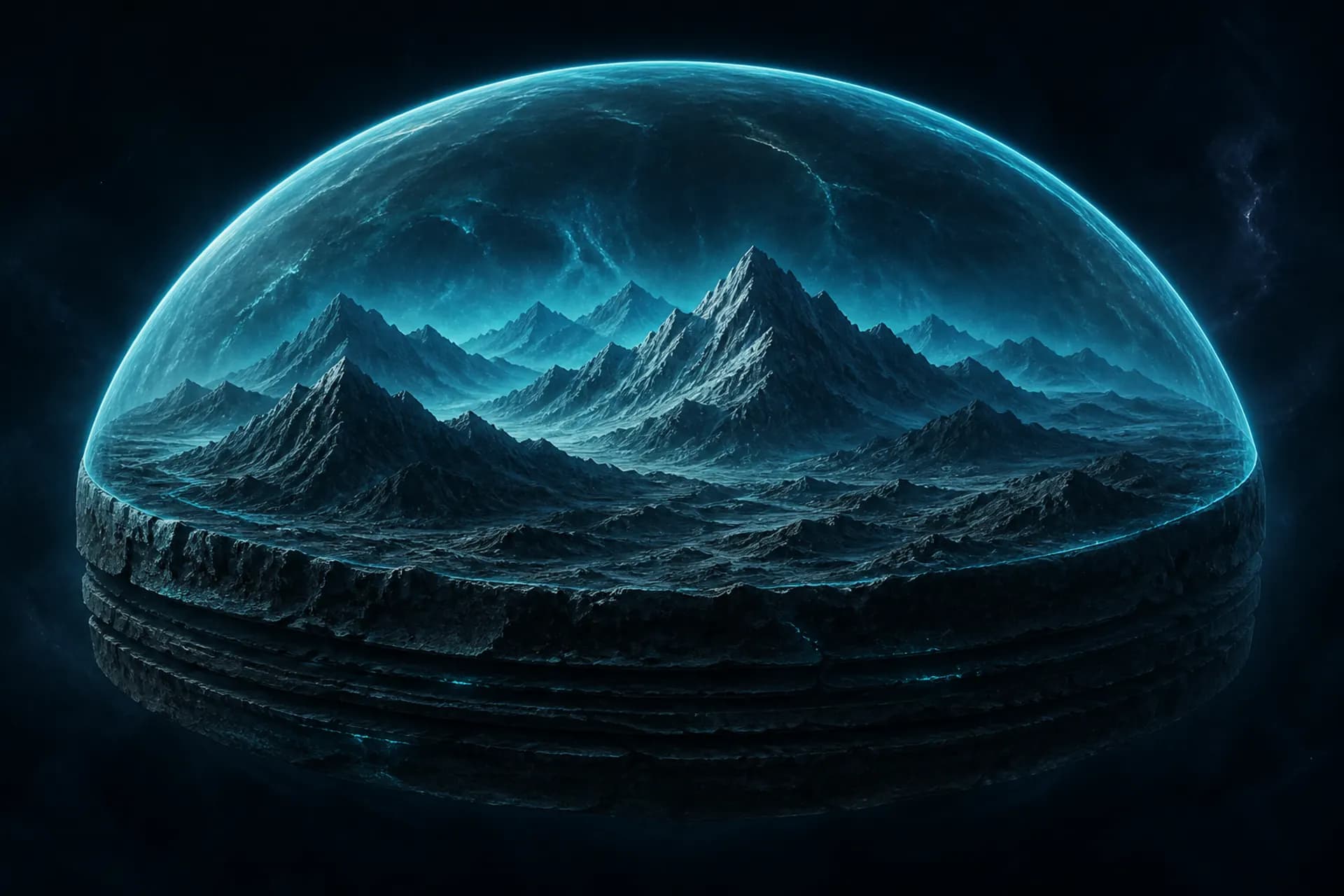 Stacked land under a glass shield